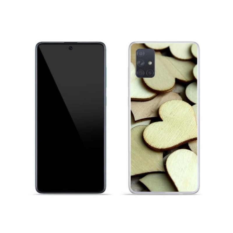 Gelový kryt mmCase na mobil Samsung Galaxy A71 - dřevěná srdíčka