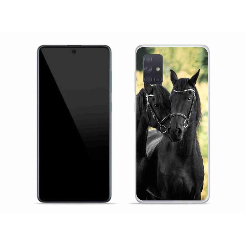Gelový kryt mmCase na mobil Samsung Galaxy A71 - dva černí koně