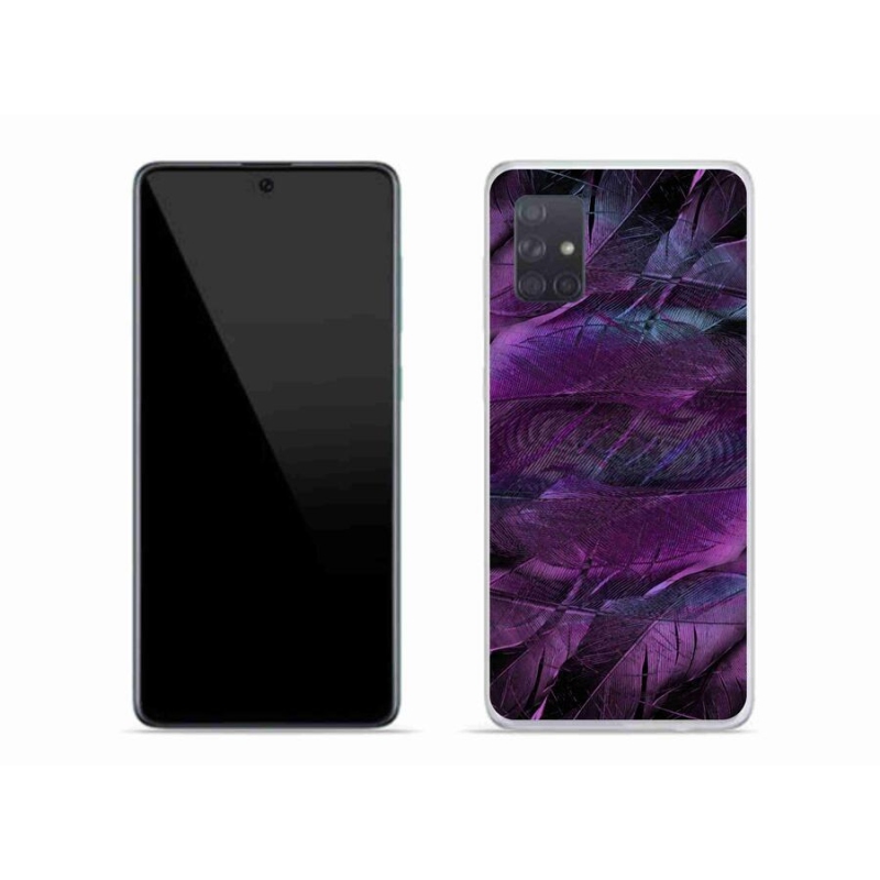 Gelový kryt mmCase na mobil Samsung Galaxy A71 - fialová pírka