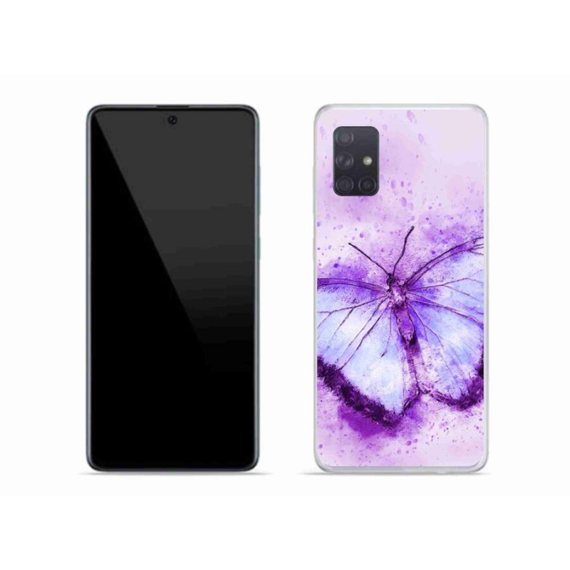 Gelový kryt mmCase na mobil Samsung Galaxy A71 - fialový motýl