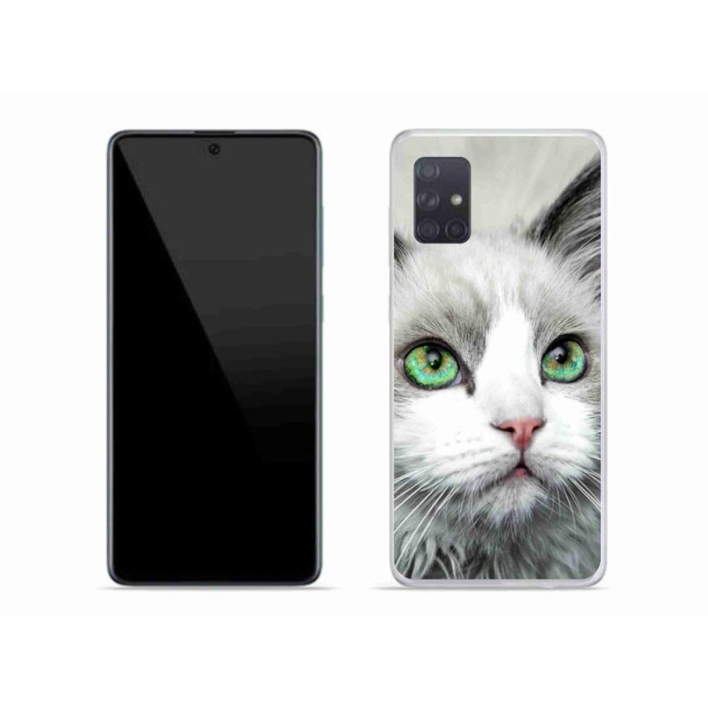 Gelový kryt mmCase na mobil Samsung Galaxy A71 - kočičí pohled