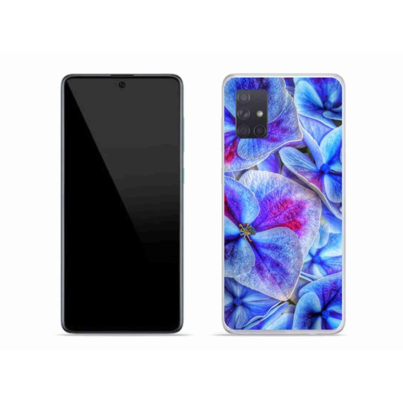 Gelový kryt mmCase na mobil Samsung Galaxy A71 - modré květy 1