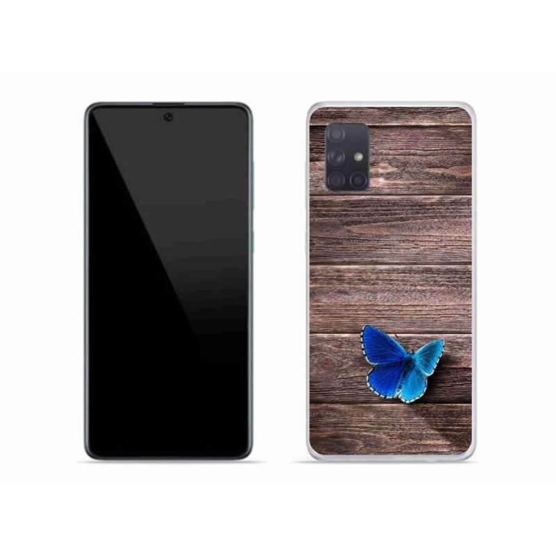 Gelový kryt mmCase na mobil Samsung Galaxy A71 - modrý motýl 1