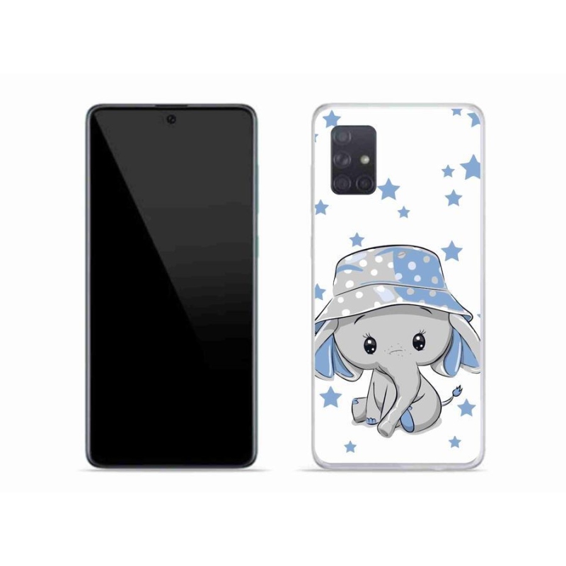 Gelový kryt mmCase na mobil Samsung Galaxy A71 - modrý slon