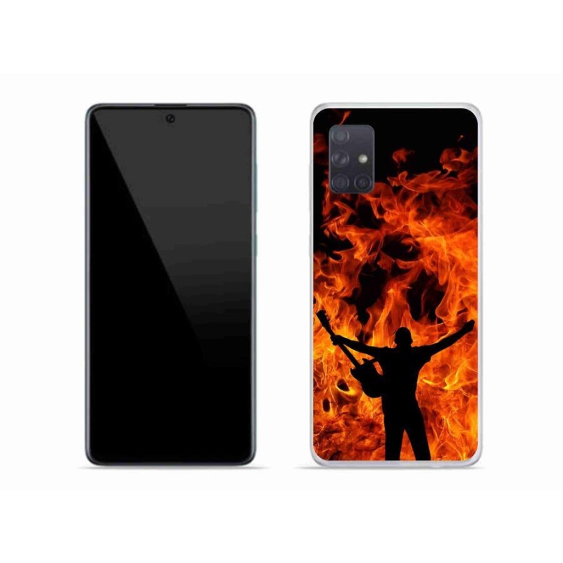 Gelový kryt mmCase na mobil Samsung Galaxy A71 - muzikant a oheň
