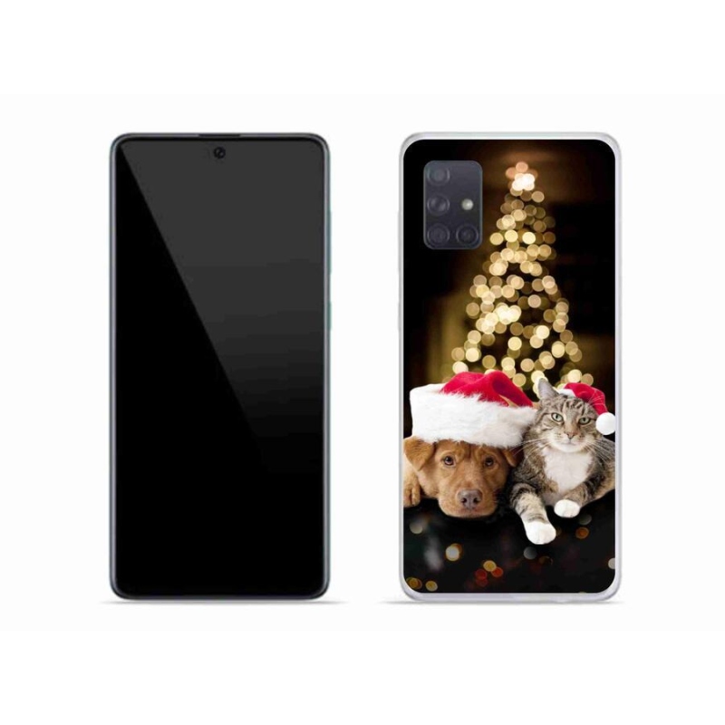 Gelový kryt mmCase na mobil Samsung Galaxy A71 - vánoční pes a kočka
