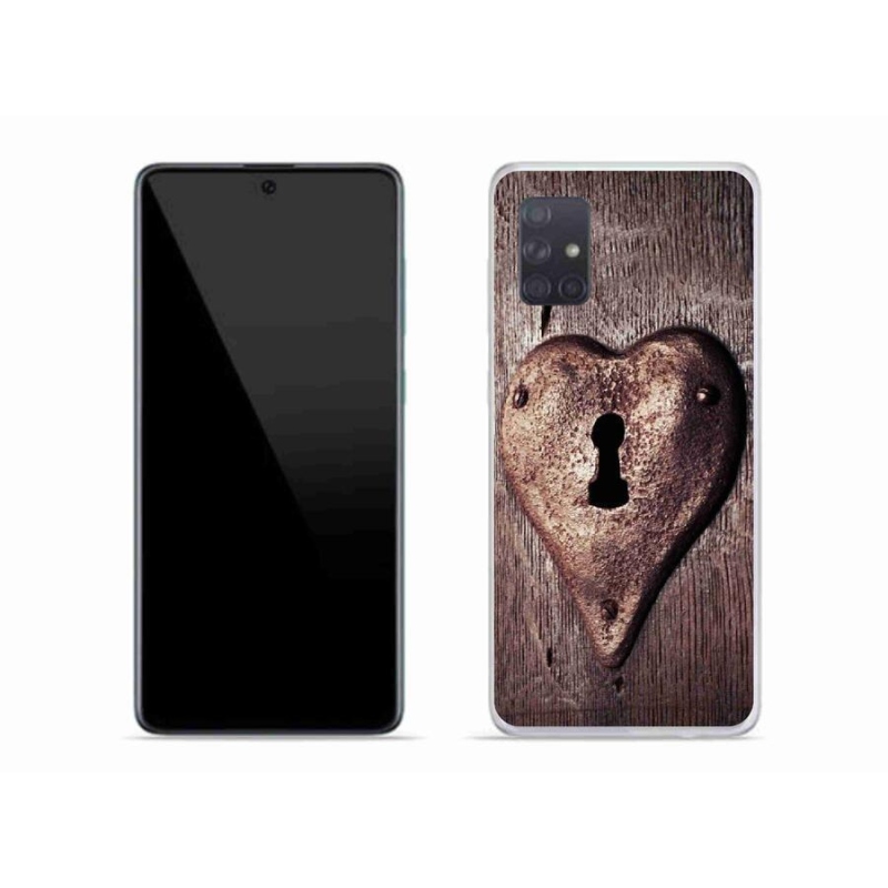 Gelový kryt mmCase na mobil Samsung Galaxy A71 - zámek ve tvaru srdce
