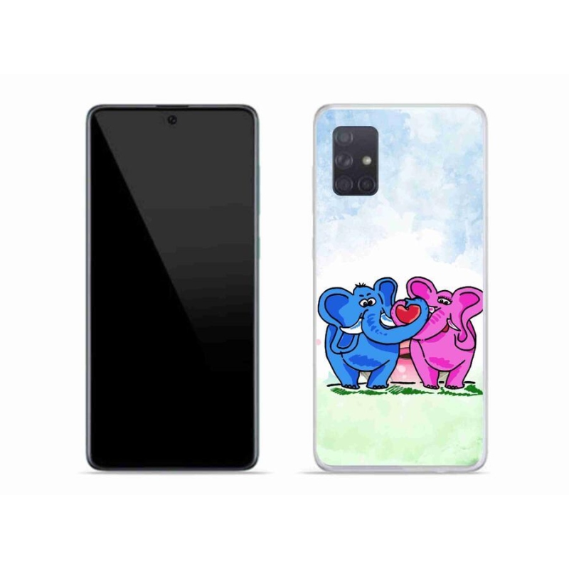 Gelový kryt mmCase na mobil Samsung Galaxy A71 - zamilovaní sloni