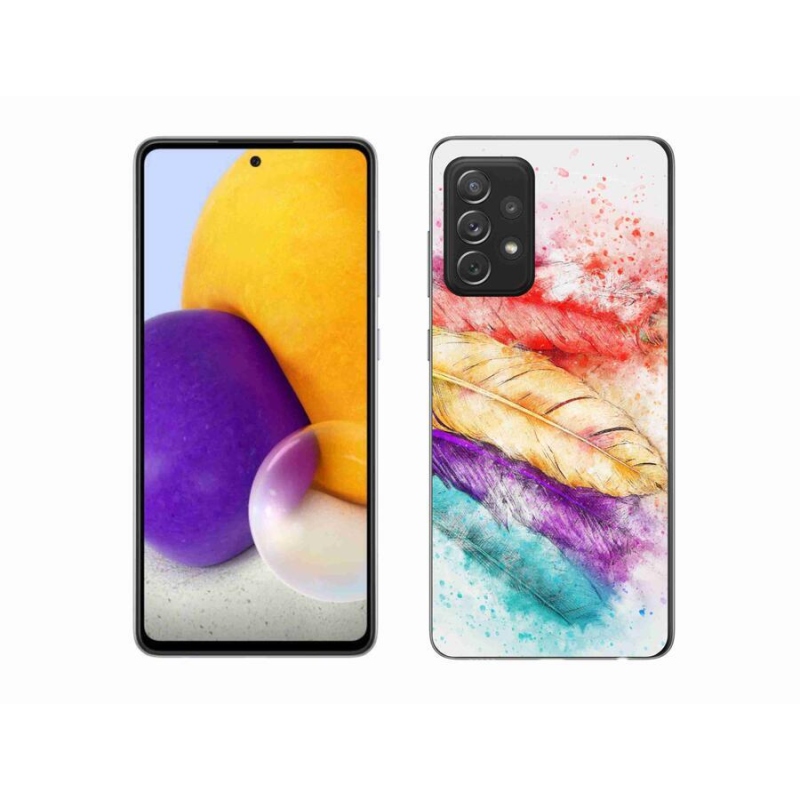 Gelový kryt mmCase na mobil Samsung Galaxy A72/A72 5G - barevné peří