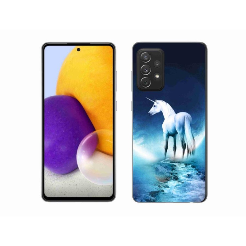 Gelový kryt mmCase na mobil Samsung Galaxy A72/A72 5G - bílý jednorožec