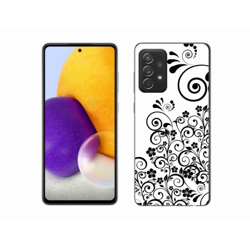 Gelový kryt mmCase na mobil Samsung Galaxy A72/A72 5G - černobílé květinové vzory