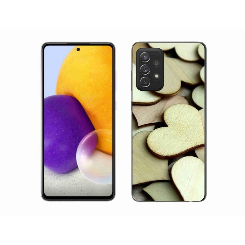 Gelový kryt mmCase na mobil Samsung Galaxy A72/A72 5G - dřevěná srdíčka