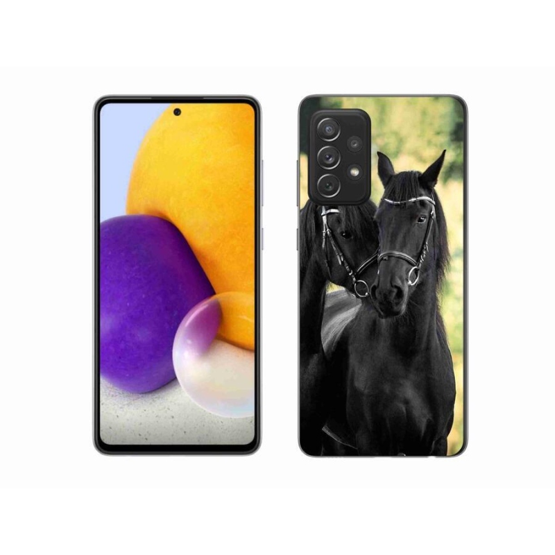 Gelový kryt mmCase na mobil Samsung Galaxy A72/A72 5G - dva černí koně