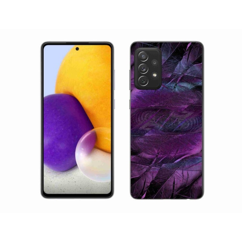 Gelový kryt mmCase na mobil Samsung Galaxy A72/A72 5G - fialová pírka