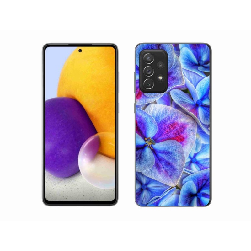Gelový kryt mmCase na mobil Samsung Galaxy A72/A72 5G - modré květy 1