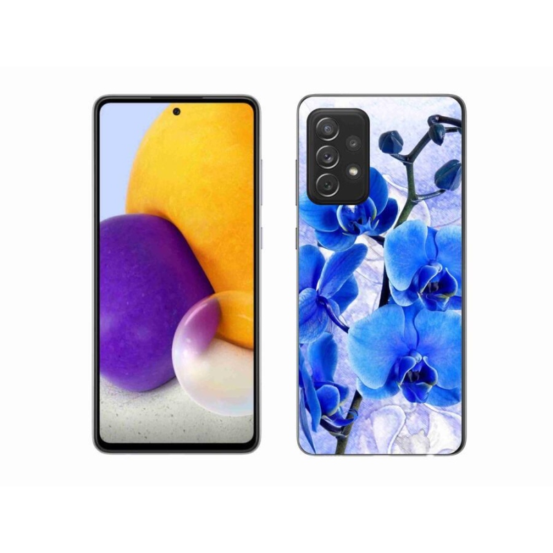 Gelový kryt mmCase na mobil Samsung Galaxy A72/A72 5G - modré květy