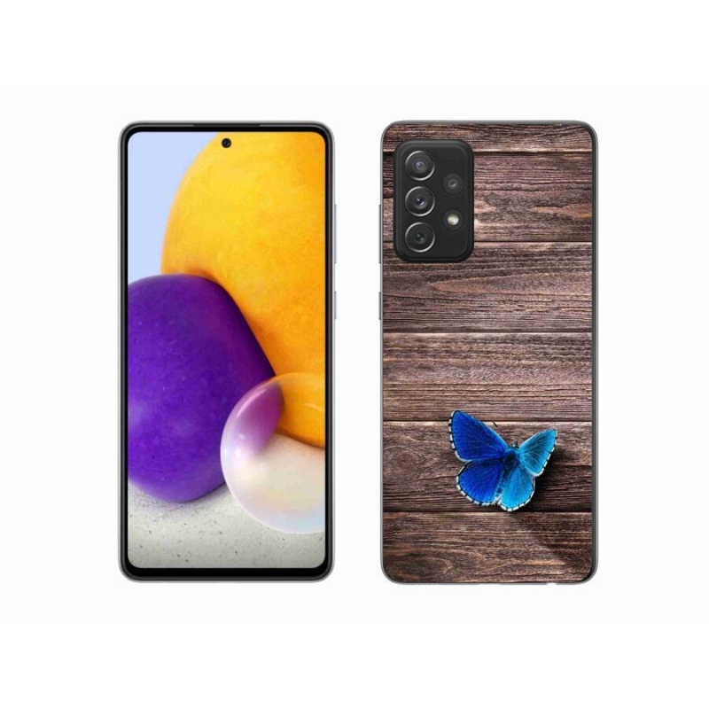 Gelový kryt mmCase na mobil Samsung Galaxy A72/A72 5G - modrý motýl 1