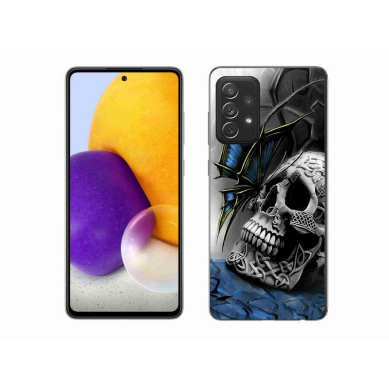Gelový kryt mmCase na mobil Samsung Galaxy A72/A72 5G - motýl a lebka
