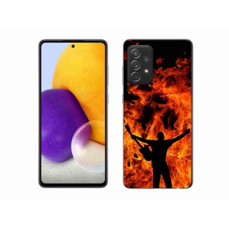 Gelový kryt mmCase na mobil Samsung Galaxy A72/A72 5G - muzikant a oheň