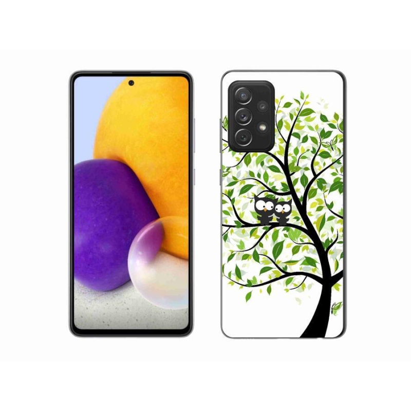 Gelový kryt mmCase na mobil Samsung Galaxy A72/A72 5G - sovičky na stromě