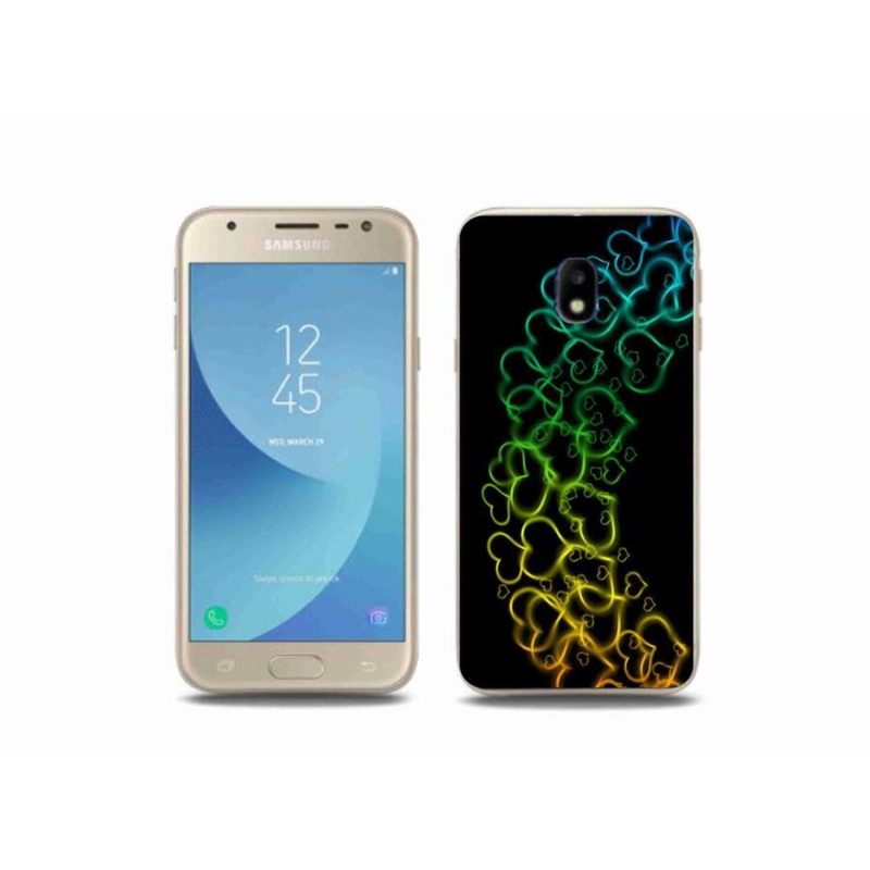 Gelový kryt mmCase na mobil Samsung Galaxy J3 (2017) - barevná srdíčka