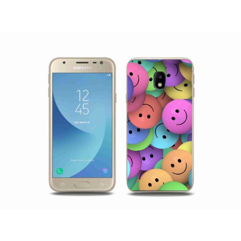 Gelový kryt mmCase na mobil Samsung Galaxy J3 (2017) - barevní smajlíci