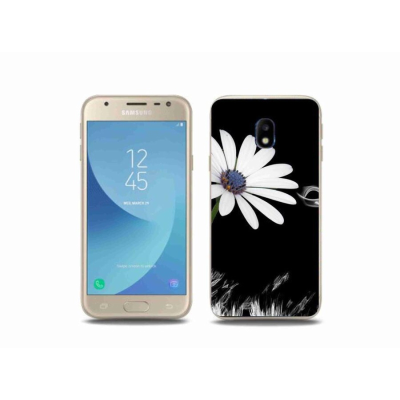 Gelový kryt mmCase na mobil Samsung Galaxy J3 (2017) - bílá květina