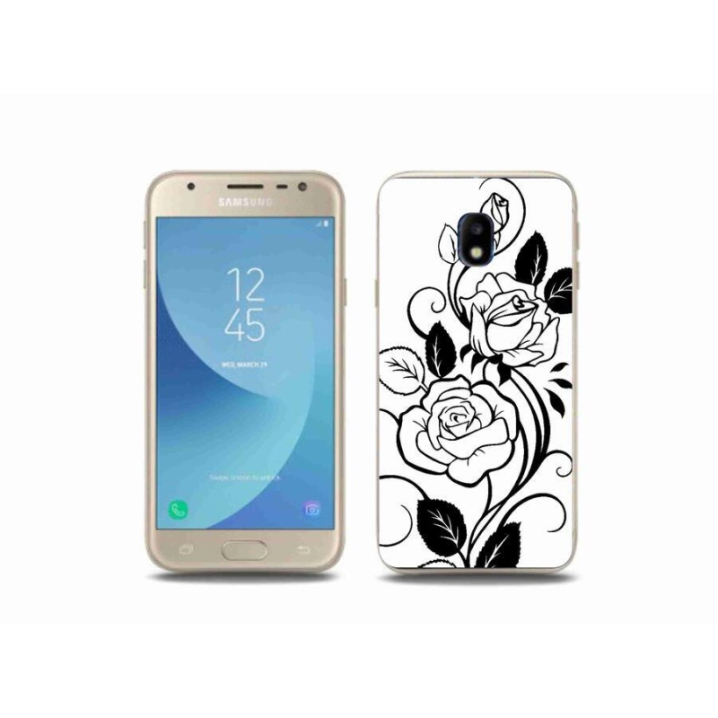 Gelový kryt mmCase na mobil Samsung Galaxy J3 (2017) - černobílá růže