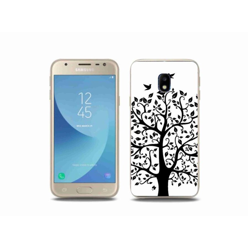 Gelový kryt mmCase na mobil Samsung Galaxy J3 (2017) - černobílý strom