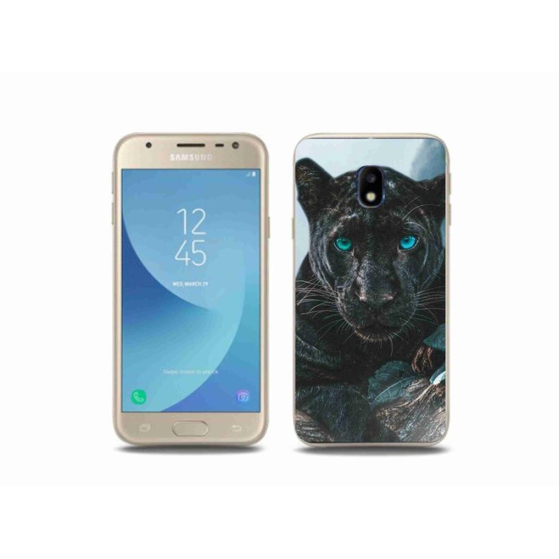 Gelový kryt mmCase na mobil Samsung Galaxy J3 (2017) - černý panter