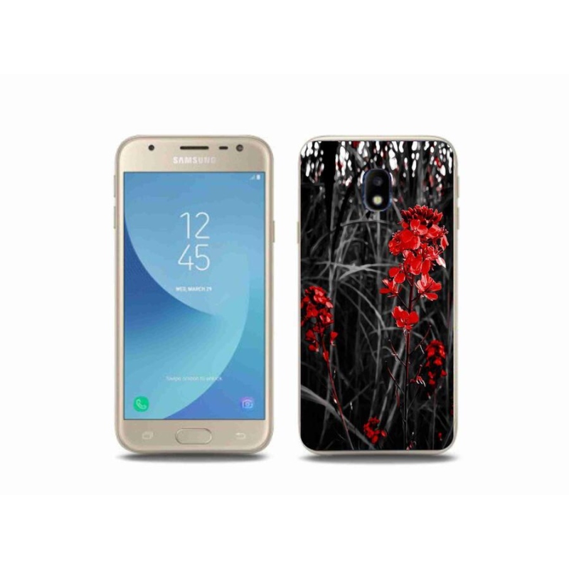 Gelový kryt mmCase na mobil Samsung Galaxy J3 (2017) - červená rostlina