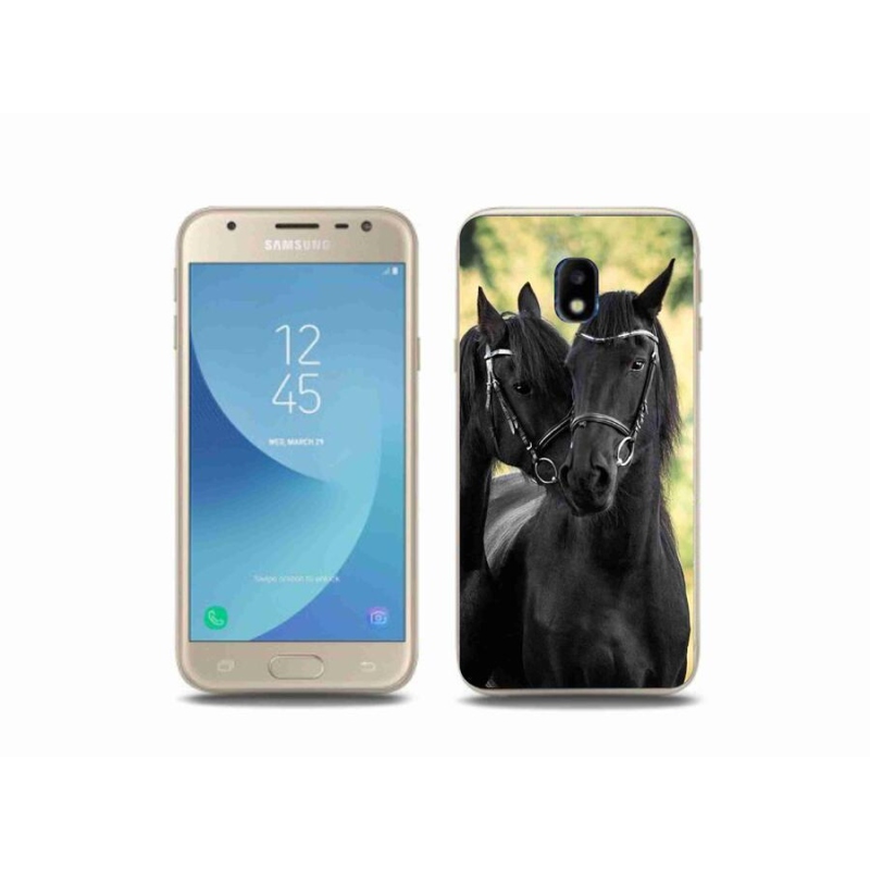 Gelový kryt mmCase na mobil Samsung Galaxy J3 (2017) - dva černí koně
