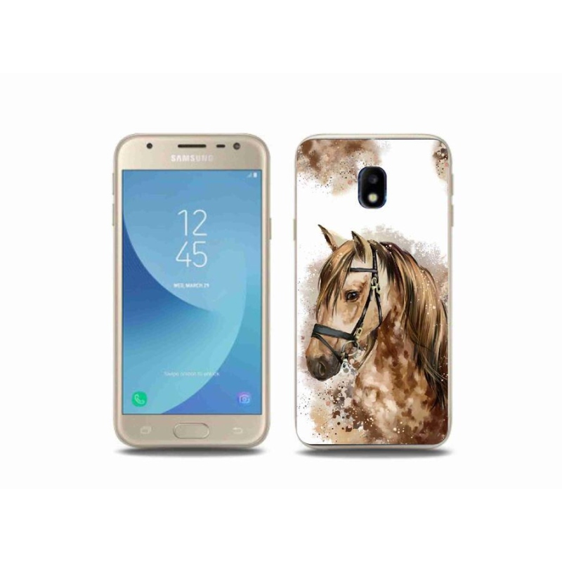 Gelový kryt mmCase na mobil Samsung Galaxy J3 (2017) - hnědý kreslený kůň