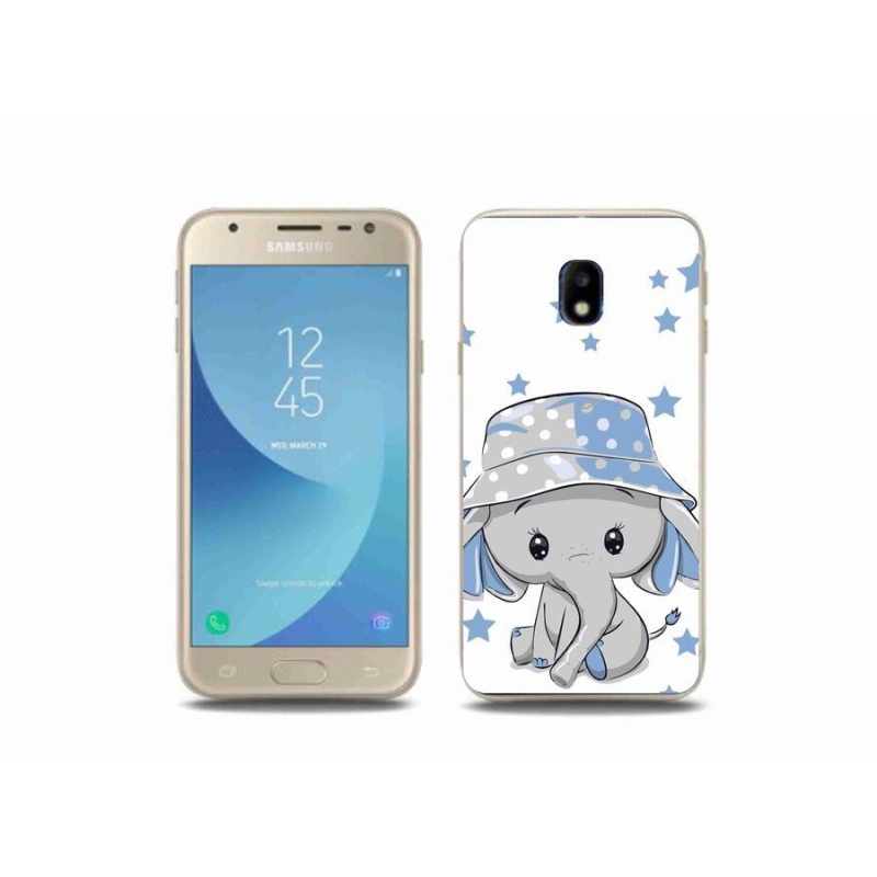 Gelový kryt mmCase na mobil Samsung Galaxy J3 (2017) - modrý slon