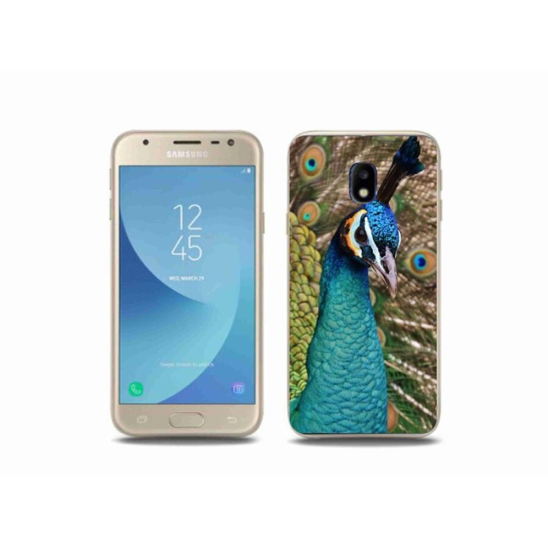 Gelový kryt mmCase na mobil Samsung Galaxy J3 (2017) - páv