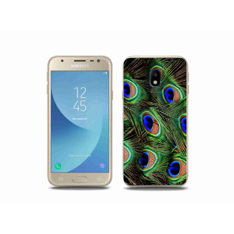 Gelový kryt mmCase na mobil Samsung Galaxy J3 (2017) - paví peří