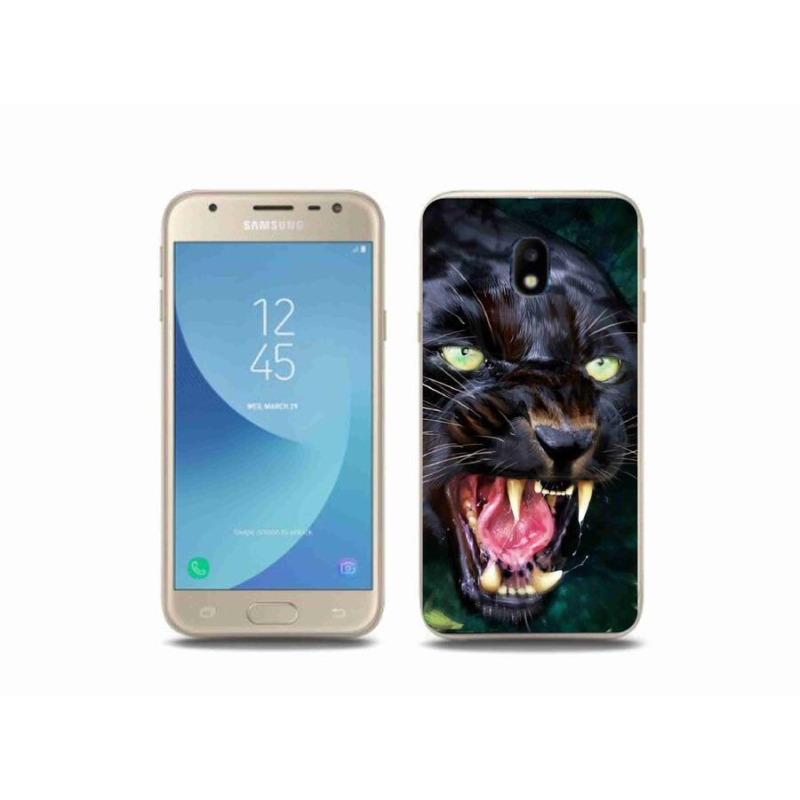 Gelový kryt mmCase na mobil Samsung Galaxy J3 (2017) - rozzuřený černý panter
