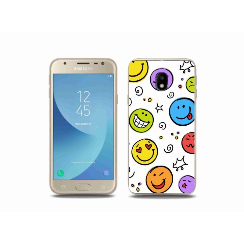 Gelový kryt mmCase na mobil Samsung Galaxy J3 (2017) - smajlíci