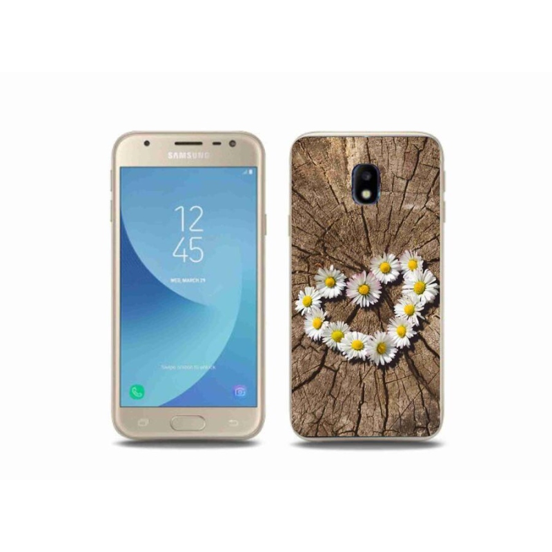 Gelový kryt mmCase na mobil Samsung Galaxy J3 (2017) - srdce z kopretin
