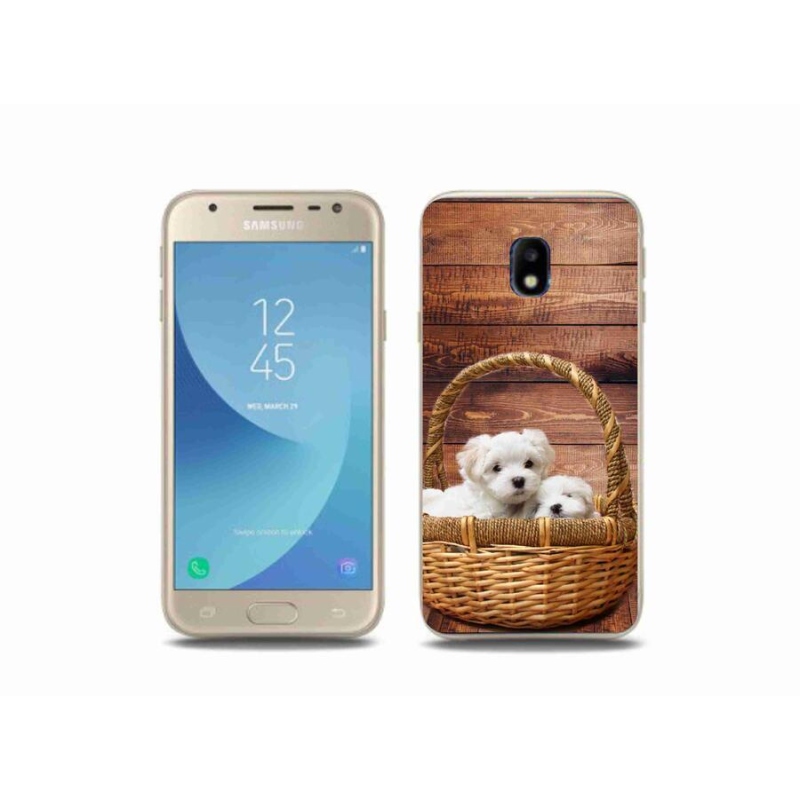 Gelový kryt mmCase na mobil Samsung Galaxy J3 (2017) - štěňátka
