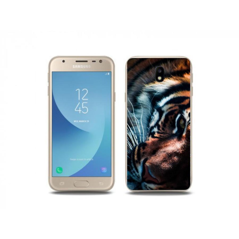 Gelový kryt mmCase na mobil Samsung Galaxy J3 (2017) - tygří pohled