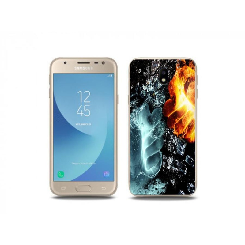 Gelový kryt mmCase na mobil Samsung Galaxy J3 (2017) - voda a oheň