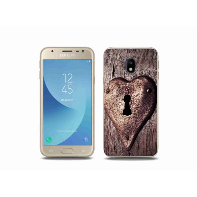 Gelový kryt mmCase na mobil Samsung Galaxy J3 (2017) - zámek ve tvaru srdce
