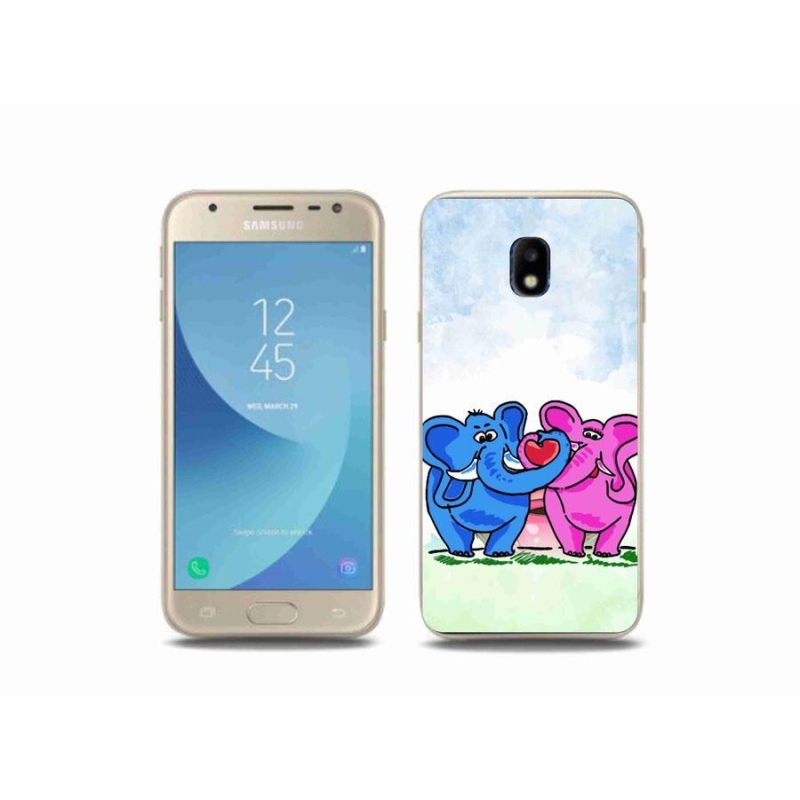Gelový kryt mmCase na mobil Samsung Galaxy J3 (2017) - zamilovaní sloni