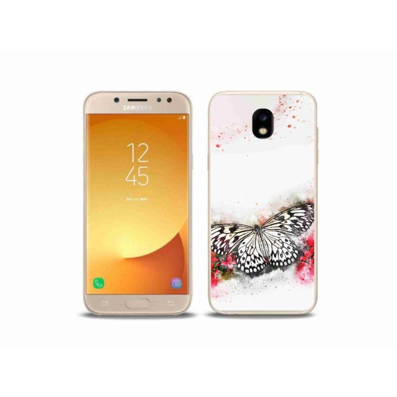 Gelový kryt mmCase na mobil Samsung Galaxy J5 (2017) - černobílý motýl