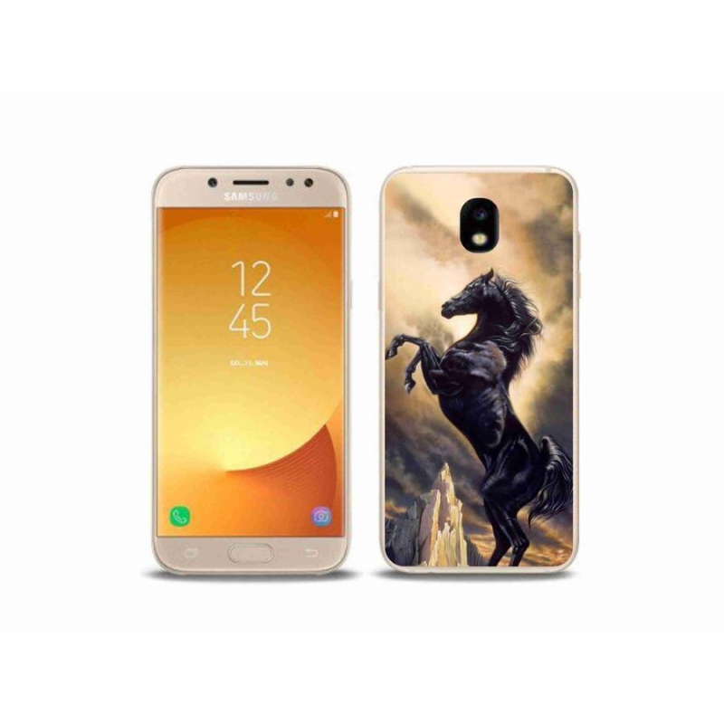 Gelový kryt mmCase na mobil Samsung Galaxy J5 (2017) - černý kreslený kůň