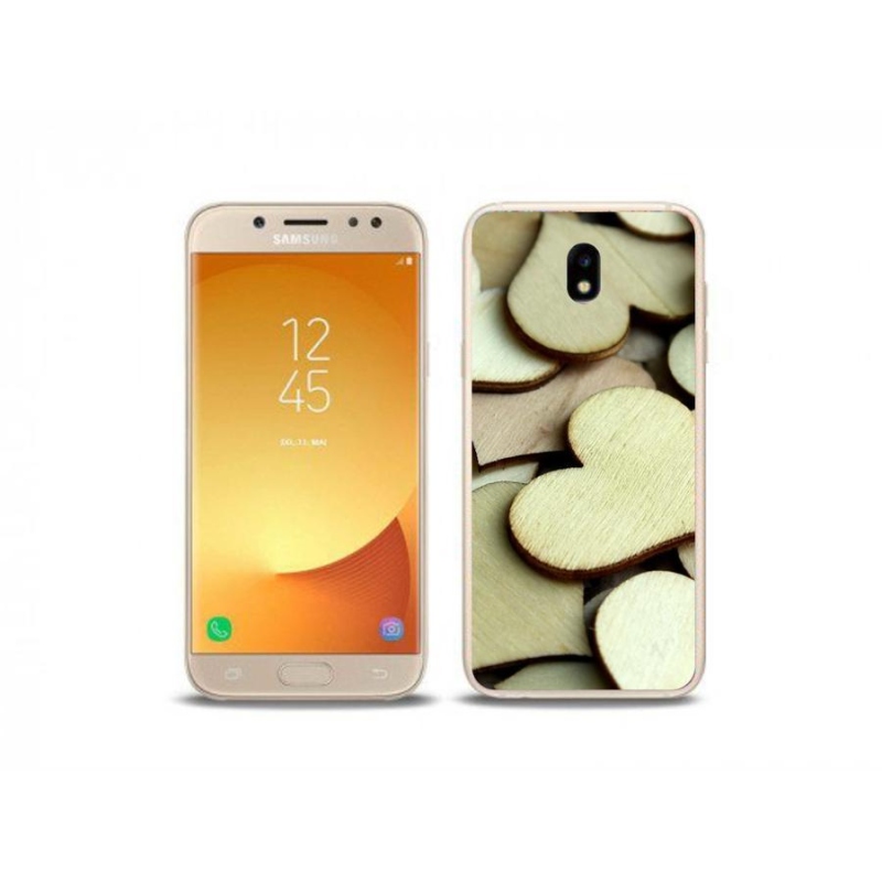 Gelový kryt mmCase na mobil Samsung Galaxy J5 (2017) - dřevěná srdíčka
