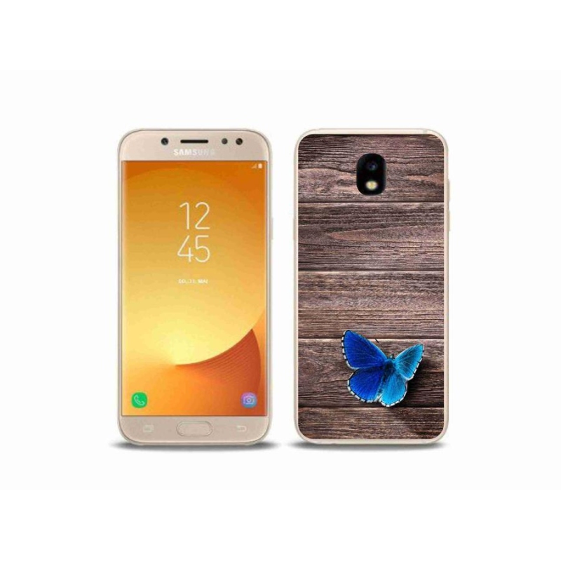 Gelový kryt mmCase na mobil Samsung Galaxy J5 (2017) - modrý motýl 1