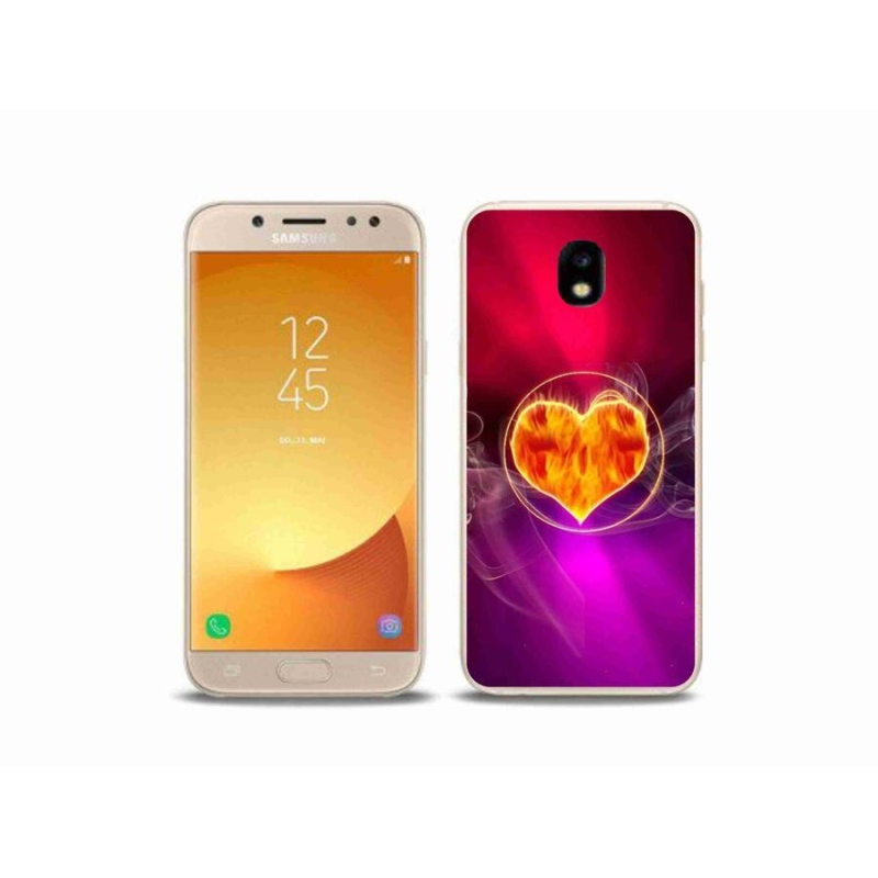 Gelový kryt mmCase na mobil Samsung Galaxy J5 (2017) - ohnivé srdce