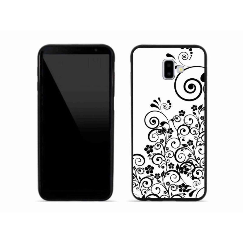 Gelový kryt mmCase na mobil Samsung Galaxy J6 Plus - černobílé květinové vzory